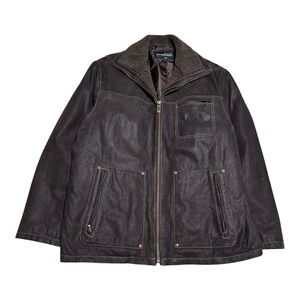 Hydrogen Full Zip Leather Softshell Jacket Removable Lining Men's XL